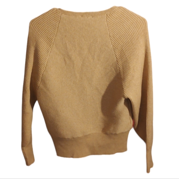 Lush Tan V-Neck Wrap Sweater sz Small - Picture 3 of 5